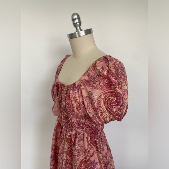 B•O•G Collective Paisley Floral Midi-Maxi Dress with Slit. Size Small Pink Red - Picture 5 of 10